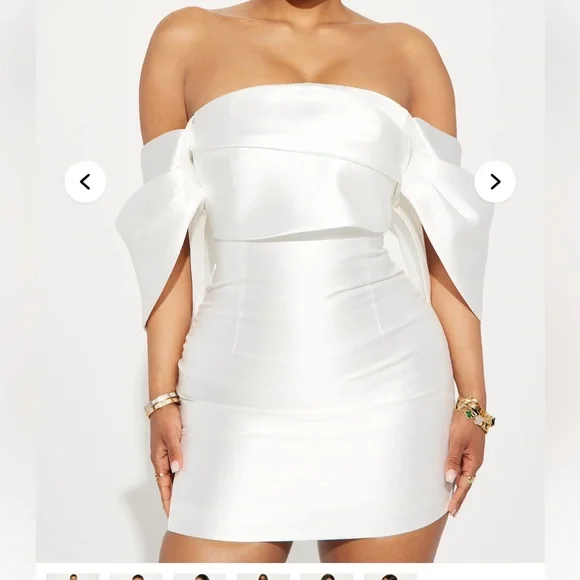 Fashion Nova Allison Taffeta Strapless White Dress size medium NWT - Picture 5 of 7